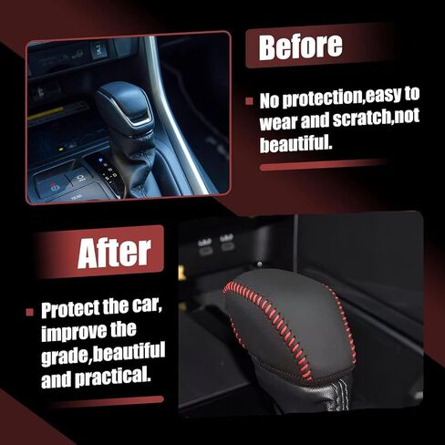 Leather Gear Shift Knob Cover Compatible with RAV4 2019-2025 Highlander 2020-2024 Car Protect Accessories (Black) in Saudi Arabia