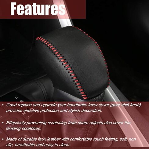 Leather Gear Shift Knob Cover Compatible with RAV4 2019-2025 Highlander 2020-2024 Car Protect Accessories (Black) in Saudi Arabia