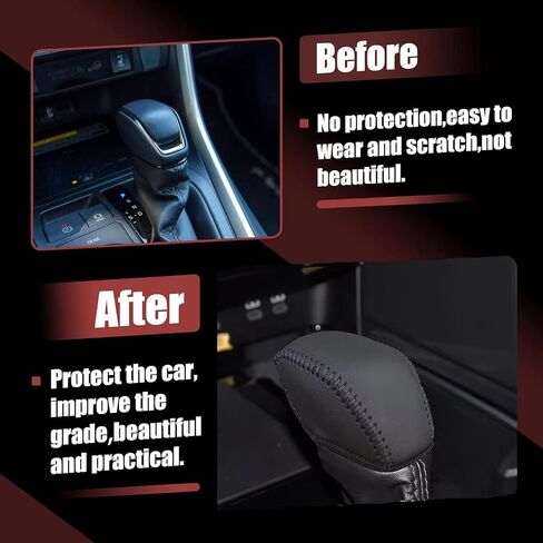غطاء مقبض ناقل الحركة الجلدي متوافق مع ملحقات حماية السيارة RAV4 2019-2025 هايلاندر 2020-2024 (أسود) in Kuwait