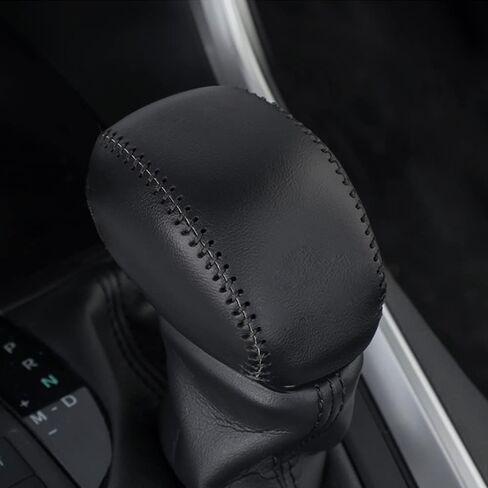 غطاء مقبض ناقل الحركة الجلدي متوافق مع ملحقات حماية السيارة RAV4 2019-2025 هايلاندر 2020-2024 (أسود) in Kuwait