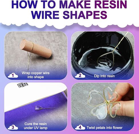 Teexpert UV Resin Dip for Wire Flowers Kit, 100g Crystal Clear UV Dip Resin with Pliers, 2Pcs 31FT Wires for Wire Shapes, Fast Cure Thick Glue for Jewelry Making, Holiday Surprise for DIY Art Crafts in Saudi Arabia