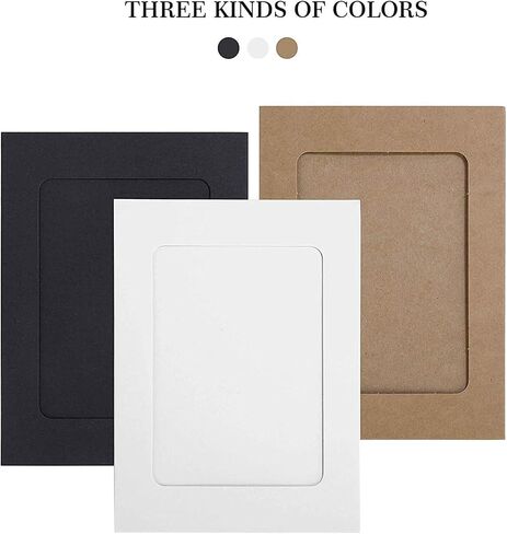 BetterJonny 30pcs Paper Photo Frames, 4 * 6 Inches Kraft Picture Frame for Home Party Office with Mini Wooden Clips and Jute Strings White/Black/Brown in Saudi Arabia