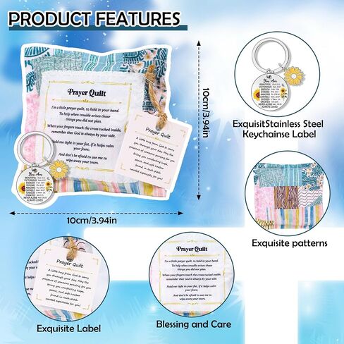 Keluna Christian Prayer Quilt with Cross Inside - Bible Prayer Quilt Squares Pocket Sunflower Christian Religious Keychains Gifts for Women Birthday Grief Comfort Sympathy Faith-Based Gift in Saudi Arabia