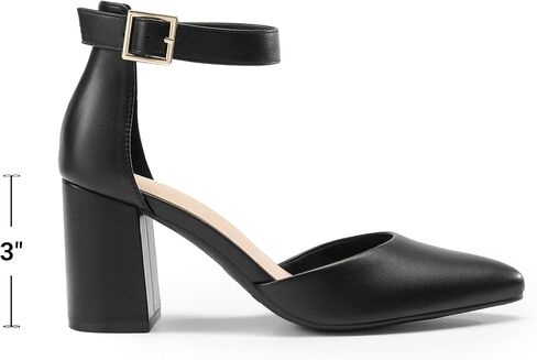 DREAM PAIRS Women's Closed Toe Block Heel Pumps | Adjustable Ankle Strap, 3" Block Heel, Pointed Toe in Saudi Arabia