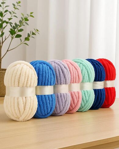 Chunky Yarn for DIY Crocheting, Blanket Thick Chenille for Hand Knitting 0.55 LB in Saudi Arabia