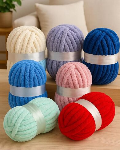 Chunky Yarn for DIY Crocheting, Blanket Thick Chenille for Hand Knitting 0.55 LB in Saudi Arabia