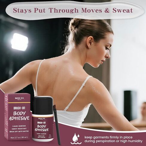 Body Adhesive for Skin and Clothes-80ml, Sweat Proof, Strong Hold Skin Glue for Dancers Dress, Leotards, Stockings, Bras, Wigs, Costumes in Saudi Arabia