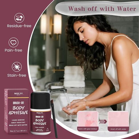 Body Adhesive for Skin and Clothes-80ml, Sweat Proof, Strong Hold Skin Glue for Dancers Dress, Leotards, Stockings, Bras, Wigs, Costumes in Saudi Arabia