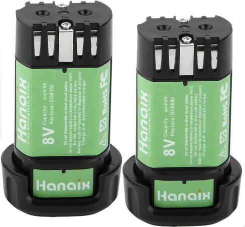 Hanaix 2000mAh 8V بطارية ليثيوم أيون استبدال لديوالت DCB080 DW4390 DCF680 DCF680N1 DCF680N2 DCF680G2 DCF682 DCL023 DCB095 in Kuwait