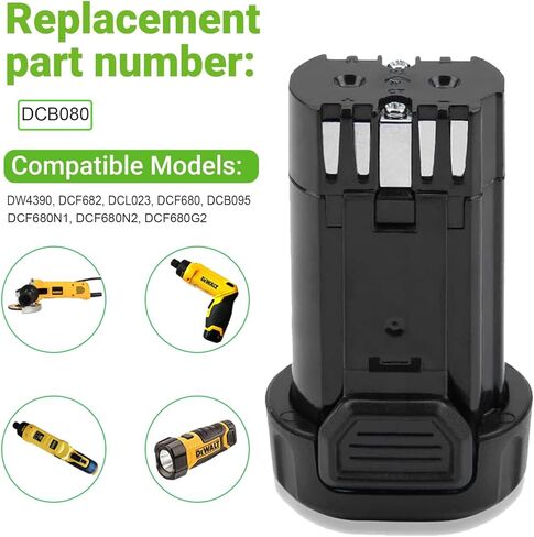 Hanaix 2000mAh 8V بطارية ليثيوم أيون استبدال لديوالت DCB080 DW4390 DCF680 DCF680N1 DCF680N2 DCF680G2 DCF682 DCL023 DCB095 in Kuwait