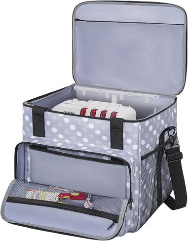 GMAK Serger Carrying Case, Universal Serger Storage Bag with Base Padding Pad, Storage Pockets, Travel Case with Shoulder Strap for Most Standard Overlock Sewing Machines and Accessories, Purple in Saudi Arabia
