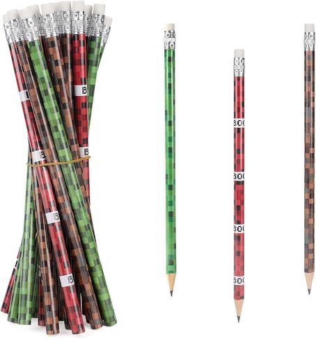 18pcs Pixel Pencils, Pixel-Themed Party Favors Wooden Pencils with Erasers for Classroom Supplies Birthday Goodie Bags Student School Prizes in Saudi Arabia