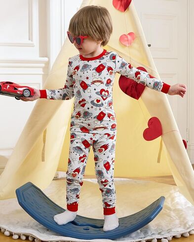 babee Reshinee 6-7Y Bamboo Viscose Boys Girls Pajama Sets Toddler Kids Two Piece Long-Sleeve Snug fit Sleepwear Pjs in Kuwait