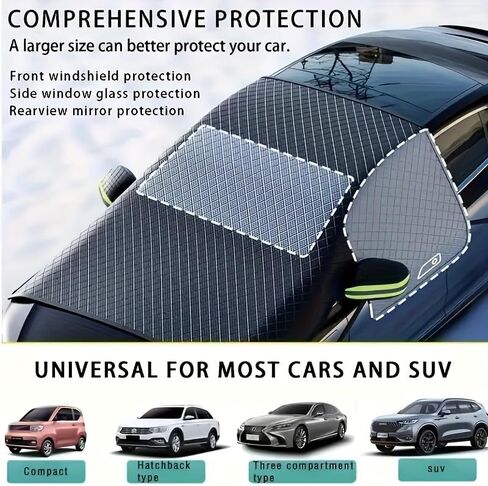 Universal Car Windshield Snow Cover, Durable 300D Oxford Fabric with UV Protection & Ice Shield, Easy Install Winter Sun Shade for SUV Truck Van in Saudi Arabia
