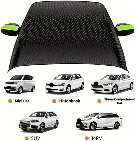 Universal Car Windshield Snow Cover, Durable 300D Oxford Fabric with UV Protection & Ice Shield, Easy Install Winter Sun Shade for SUV Truck Van in Saudi Arabia