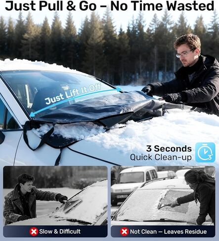 Zanch Windshield Cover for Ice and Snow [3-Second Snow Removal & 7-Layer Full Coverage] 6-Point Snowproof Fixation & Reflective Mirror Covers, Fits Sedans and Compact SUVs M (62'' x 49'') in Saudi Arabia