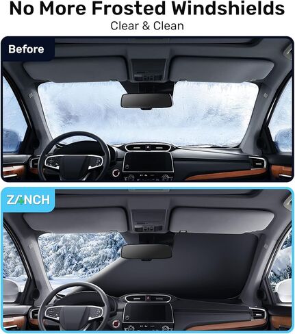 Zanch Windshield Cover for Ice and Snow [3-Second Snow Removal & 7-Layer Full Coverage] 6-Point Snowproof Fixation & Reflective Mirror Covers, Fits Sedans and Compact SUVs M (62'' x 49'') in Saudi Arabia