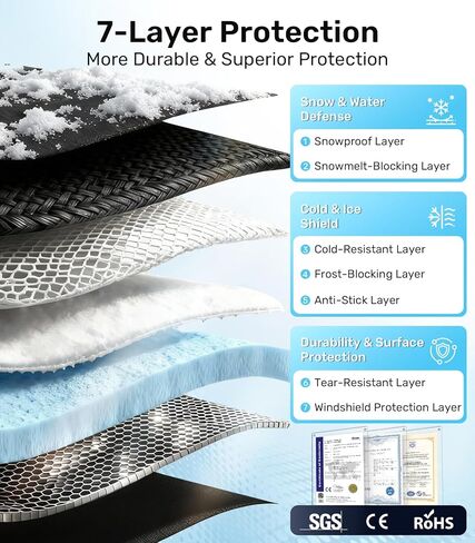 Zanch Windshield Cover for Ice and Snow [3-Second Snow Removal & 7-Layer Full Coverage] 6-Point Snowproof Fixation & Reflective Mirror Covers, Fits Sedans and Compact SUVs M (62'' x 49'') in Saudi Arabia