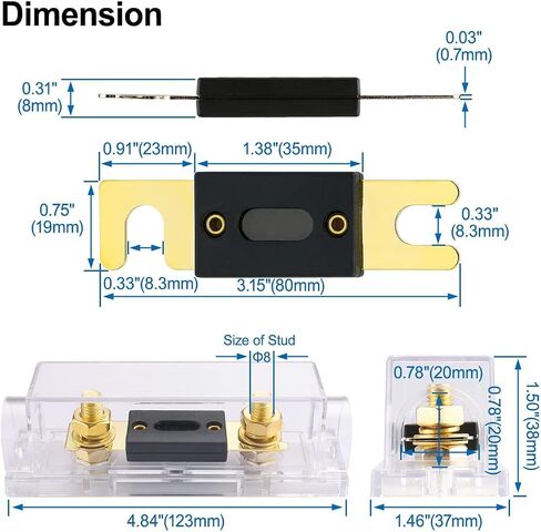 Baomain ANL-50A Electrical Protection ANL Fuse 50 Amp with Fuse Holder 1 Pack in Kuwait