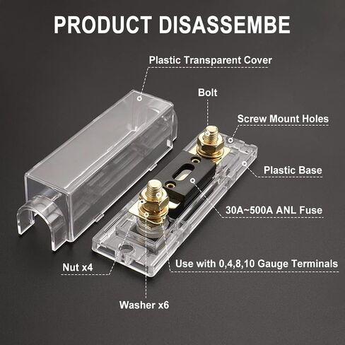 Baomain ANL-50A Electrical Protection ANL Fuse 50 Amp with Fuse Holder 1 Pack in Kuwait