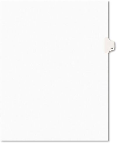Avery Legal Exhibit Tab Dividers, Tab Title: 8, White, Letter, 25/Pack (11918) in Saudi Arabia