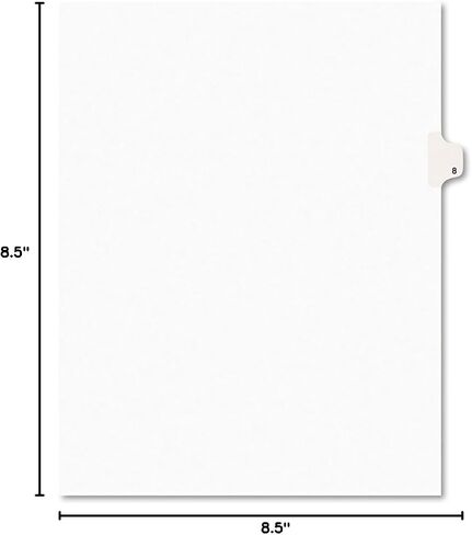 Avery Legal Exhibit Tab Dividers, Tab Title: 8, White, Letter, 25/Pack (11918) in Saudi Arabia