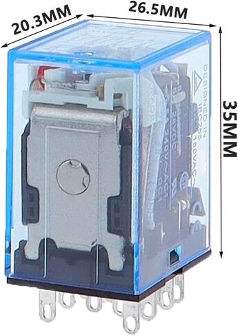 مرحل الطاقة MY4NJ 4PDT مع مؤشر LED، حامل سكة DIN 14 دبوس، ملف تيار متردد 12 فولت/24 فولت/110 فولت/220 فولت، اتصال 5 أمبير 240 فولت تيار متردد، سبيكة فضية (36 فولت تيار متردد) in Kuwait