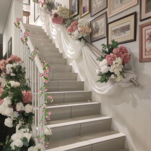 CISDUEO Artificial Daisy Flowers Vine Silk Flower Garland Spring Fake Flower Vine Hanging Ivy with Pink Daisy Flowers Green Leaves for Wall Party Wedding Arch Floral Decor Home Indoor Outdoor Ceremony in Kuwait