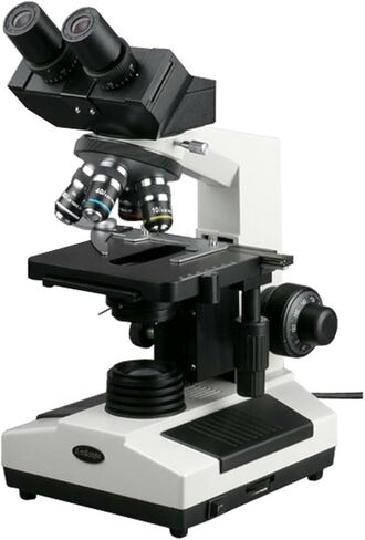 AmScope B390B Compound Binocular Microscope, 40X-2000X Magnification, Brightfield, Halogen Illumination, Abbe Condenser, Double-Layer Mechanical Stage, Sliding Head in Saudi Arabia