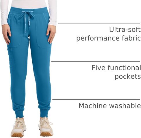 Med Couture Touch Women's Scrub Pant Yoga Jogger with 5 Pockets & Drawstring Waistband - MC7710 in Kuwait