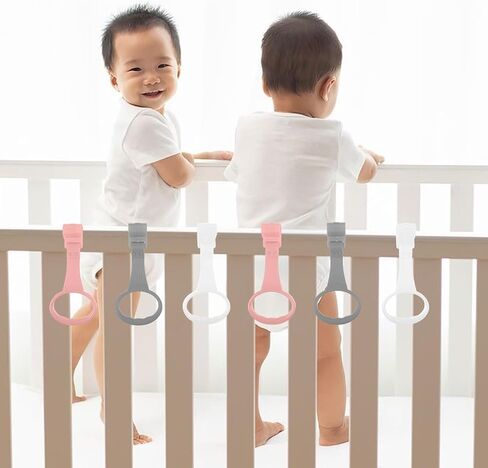 6PCS Baby Pull Up Rings: Premium Pull Up Handles Standing Walker Tool - Plastic Walking Exercises Assistant Rings for Infants Babies Toddler - Ergonomic Handles in Saudi Arabia