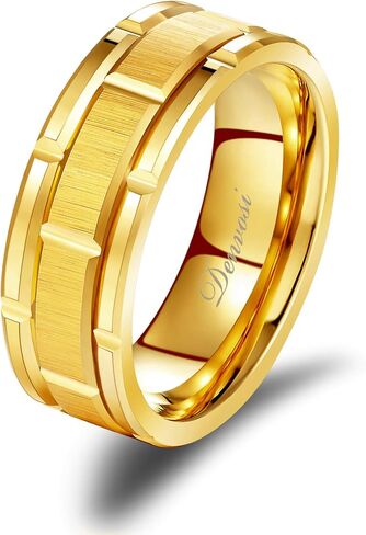 Denvosi Tungsten Ring for Men Wedding Band 8MM Silver Brick Pattern Matte Brushed Surface Engagement Anniversary Ring Fit Size 6-15 in Saudi Arabia