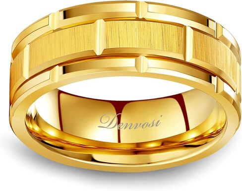 Denvosi Tungsten Ring for Men Wedding Band 8MM Silver Brick Pattern Matte Brushed Surface Engagement Anniversary Ring Fit Size 6-15 in Saudi Arabia