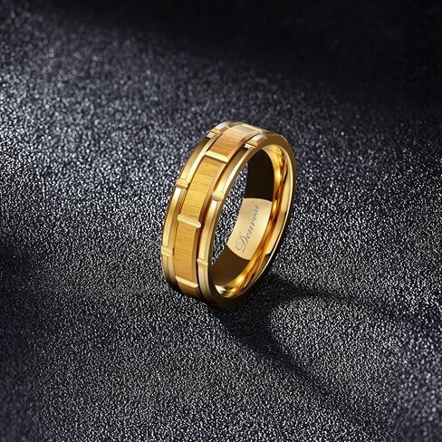 Denvosi Tungsten Ring for Men Wedding Band 8MM Silver Brick Pattern Matte Brushed Surface Engagement Anniversary Ring Fit Size 6-15 in Saudi Arabia