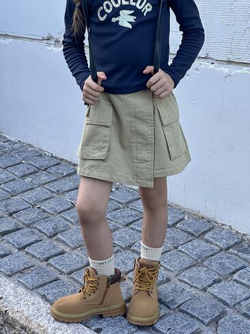 Flofallzique Girls Skirt with Built -in Shorts and Pocket Kid Cargo Skorts in Saudi Arabia
