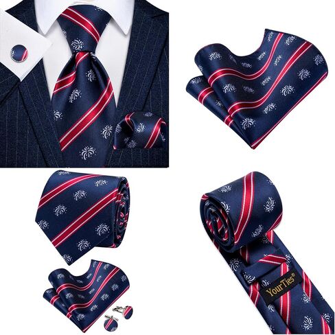 Tie for Men 6PCS Necktie Set Woven Jacquard Silk Neck Tie Pack Hanky Cufflinks Formal Wedding Party Casual in Saudi Arabia