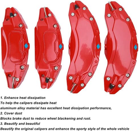 4Pcs 19in 20in Aluminium Alloy Wheel Hub Caliper Covers, Disc Brake Caliper Guard Protector Cover Replacement, Specifically Designed for (Red) in Saudi Arabia