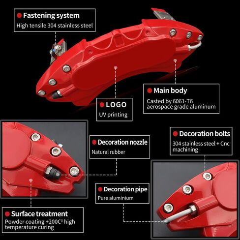 AOOA Caliper Covers Red Aluminum Brake Caliper Covers Fit for Honda HR-V 2023-2025（front and rear） in Saudi Arabia