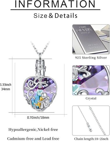 JUSTKIDSTOY Dog/Cat Urn Necklace for Ashes S925 Sterling Silver Heart Cremation Jewelry Keepsake Memorial for Women in Saudi Arabia