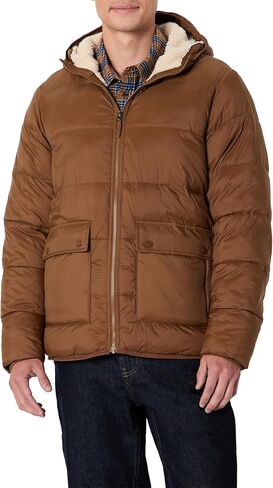 Amazon Essentials Men's Long-Sleeve Water-Resistant Sherpa-Lined Puffer Jacket in Saudi Arabia