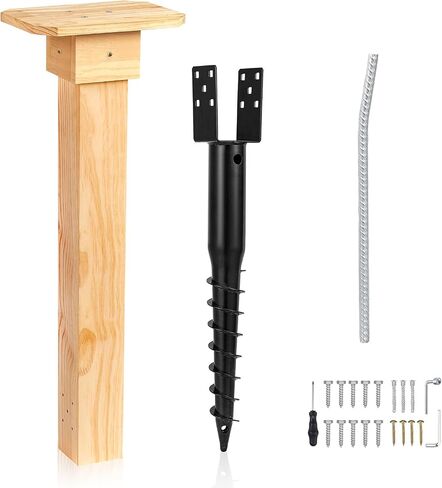 Little Library Mount Kit – No-Dig Ground Anchor, Waterproof 4x4x31.5" Wood Post & Bracket, Easy Setup for Outdoor Use, Supports All Sizes of Little Libraries, Perfect for Community Sharing in Kuwait