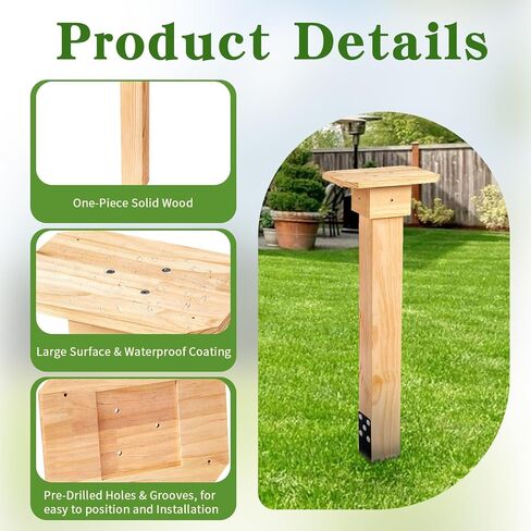 Little Library Mount Kit – No-Dig Ground Anchor, Waterproof 4x4x31.5" Wood Post & Bracket, Easy Setup for Outdoor Use, Supports All Sizes of Little Libraries, Perfect for Community Sharing in Kuwait