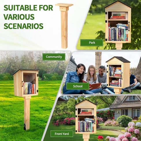 Little Library Mount Kit – No-Dig Ground Anchor, Waterproof 4x4x31.5" Wood Post & Bracket, Easy Setup for Outdoor Use, Supports All Sizes of Little Libraries, Perfect for Community Sharing in Kuwait