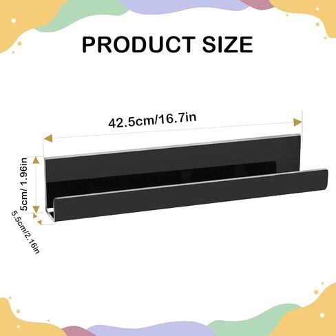 2 Pack Magnetic Book Shelf for Classroom, Strong 8.8lb Magnet Acrylic Whiteboard Shelves, Teacher Supplies Organizer for Kids Books, Posters, Flash Cards, Classroom Accessories Storage (Black) in Saudi Arabia
