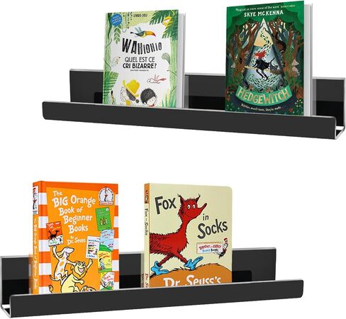 2 Pack Magnetic Book Shelf for Classroom, Strong 8.8lb Magnet Acrylic Whiteboard Shelves, Teacher Supplies Organizer for Kids Books, Posters, Flash Cards, Classroom Accessories Storage (Black) in Saudi Arabia