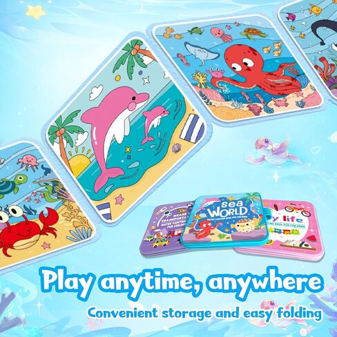 Water Painting Book for Kids - 4 Pack Magic Water Coloring Book with Water Pen Themes - Mess Free Water Art Book for Toddlers,No Mess Paint Coloring & Reusable Fun for Ages 3+ Travel Activity Toys in Saudi Arabia