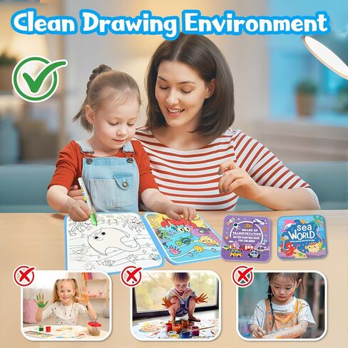 Water Painting Book for Kids - 4 Pack Magic Water Coloring Book with Water Pen Themes - Mess Free Water Art Book for Toddlers,No Mess Paint Coloring & Reusable Fun for Ages 3+ Travel Activity Toys in Saudi Arabia