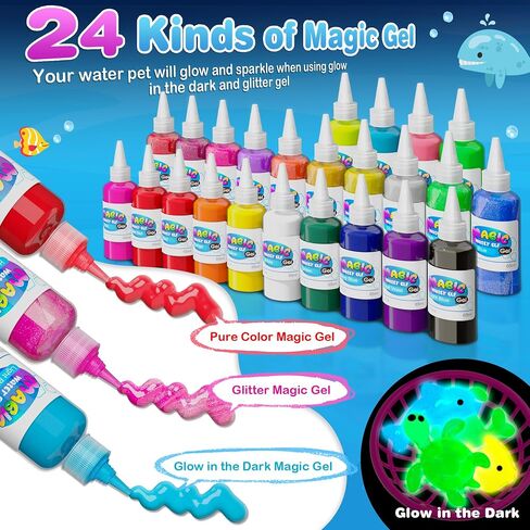 Magic Water Elf Toy Kit - Water Fairy Water Gel Kit, 24 Pcs Magic Gel and 18 Molds - Create Fun Water Toys, Ideal Xmas Gifts for Boys Girls Ages 6+ in Saudi Arabia