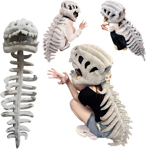Spinosaurus Plush Dino Outfit, Dinosaur Skeleton Plush Costume, Wearable Dinosaur Skeleton,Themed Skull Cosplay Props in Saudi Arabia