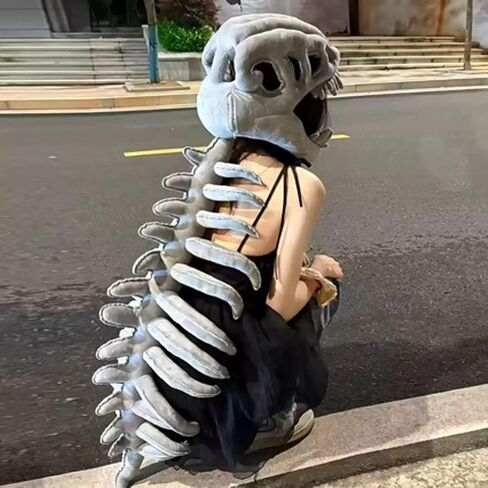 Spinosaurus Plush Dino Outfit, Dinosaur Skeleton Plush Costume, Wearable Dinosaur Skeleton,Themed Skull Cosplay Props in Saudi Arabia